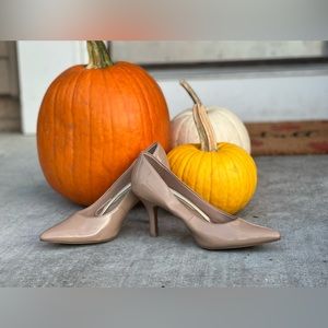 Closed pointy toe nude heels